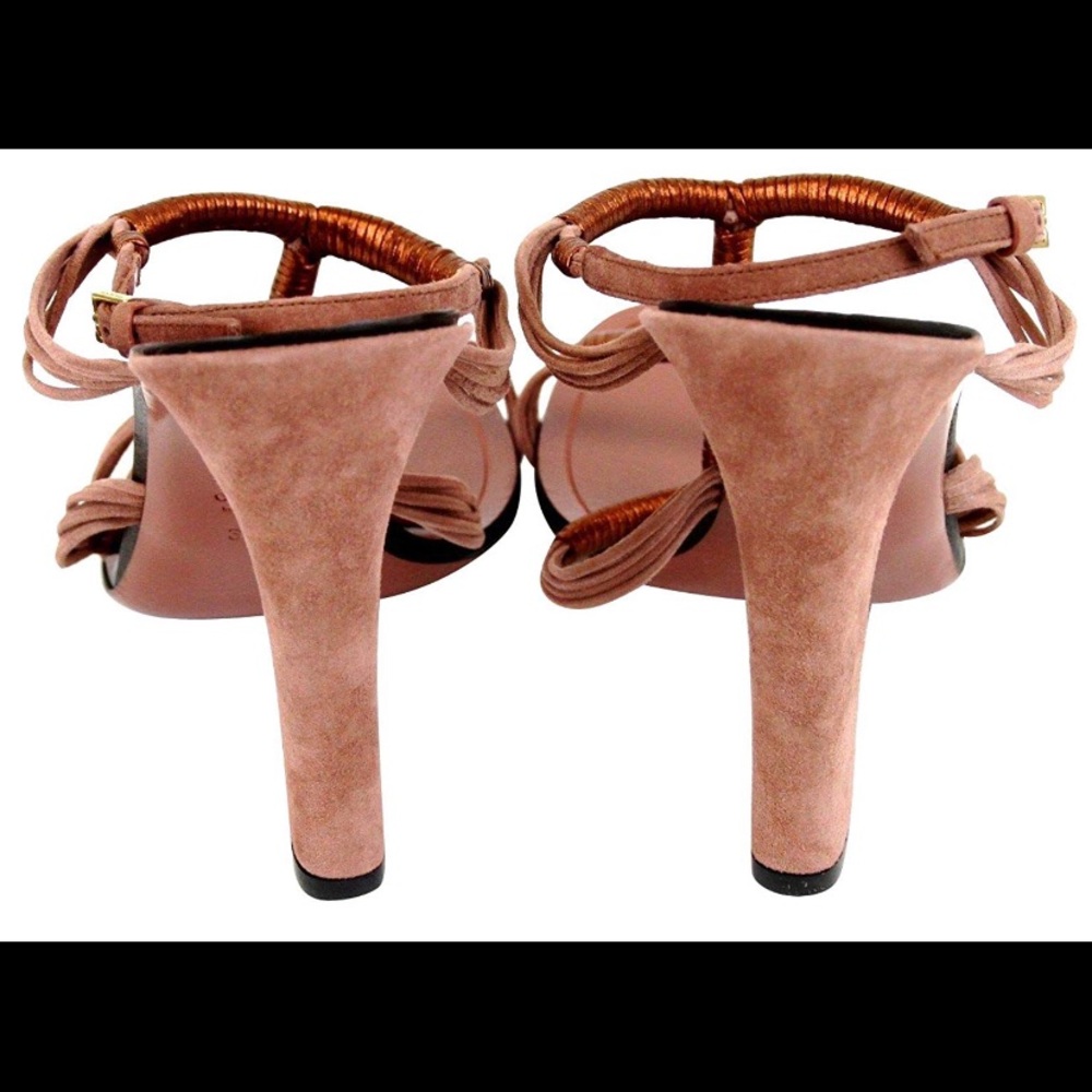 New Authentic Gucci Metallic Leather/Suede Sandal - Picture 2 of 7